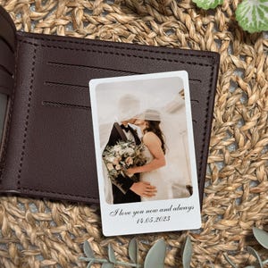 Tarjeta de inserción de foto de metal personalizada para billetera, regalo con foto personalizado para él o ella, regalo del Día del Padre, regalo de cumpleaños, impresión a doble cara