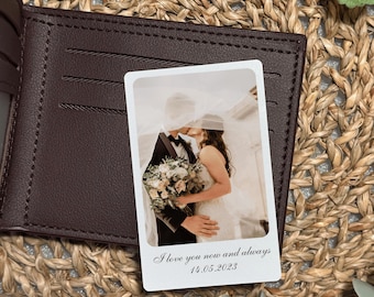 Personalised Metal Photo Wallet Insert Card, Custom Picture Gift For Him or Her, Husband and Wife Gift, Birthday Gift, Double Sided print