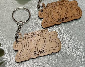 School Leaver Class of 2026 Keyring, Year 6 leavers, Teacher Pupil Gift, Personalised Name Wooden Keychain, End of Term Gift From Teacher