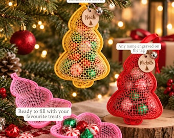 Personalised Christmas Tree Ornament, Empty Fillable Baubles, Holiday Decor, Gift tag, Stocking Fillers, Small gift