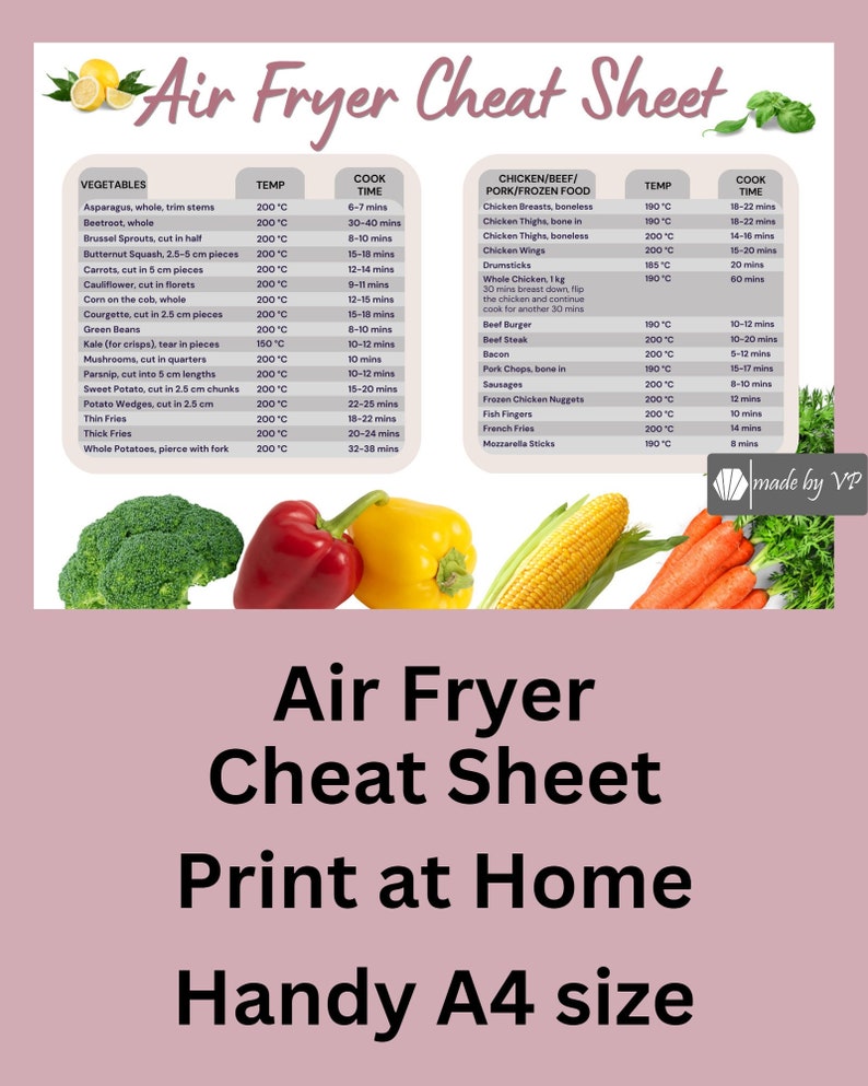 Printable Air Fryer Cheat Sheet Printable Kitchen Cheat Sheet Printable Air Fryer Cheat Sheet Printable Kitchen Cheat Sheet