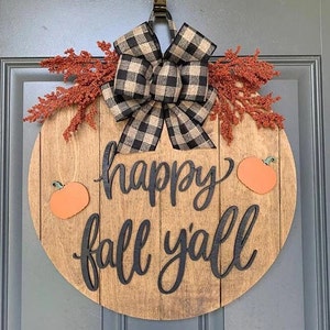 Happy Fall Y'all Door Hanger, Happy Thanksgiving Door Sign, Hello Pumpkin Door Wreath, Happy Fall Wreath, Farmhouse Decor, Autumn Decor