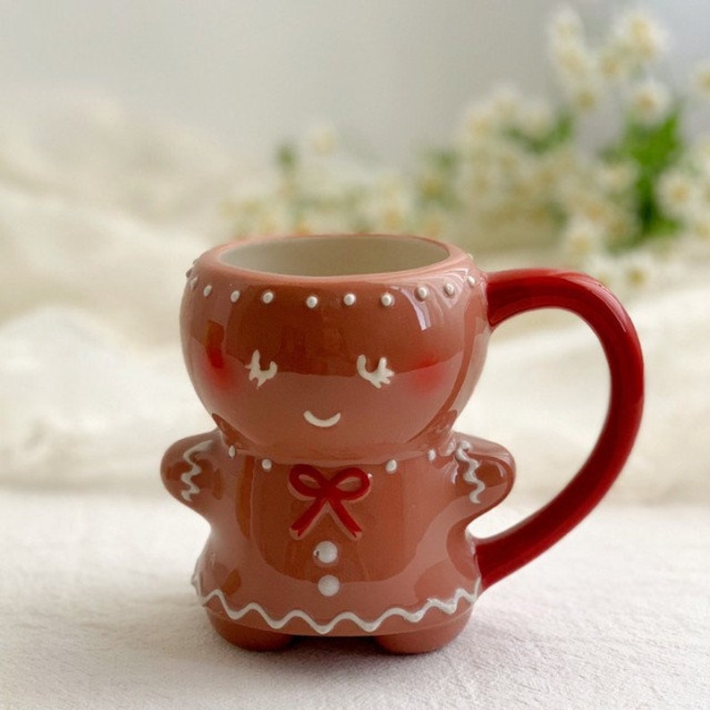Gingerbread Man Ceramic Mug Christmas Eve Mug Ginger Cookies Etsy