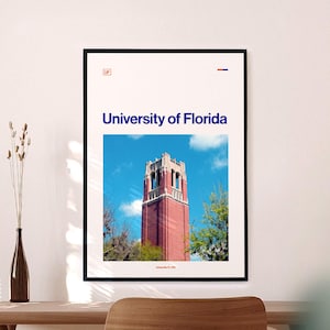 Póster de la Universidad de Florida: Arte mural de la UF, Impresión de Florida, Póster de Gainesville, Regalo de graduación de los Gators, Decoración universitaria, Descarga digital