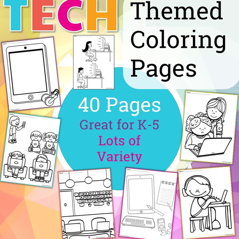 Techpattern Coloring Pages Technology Themed Coloring Pages (PDF Download) - Etsy Canada