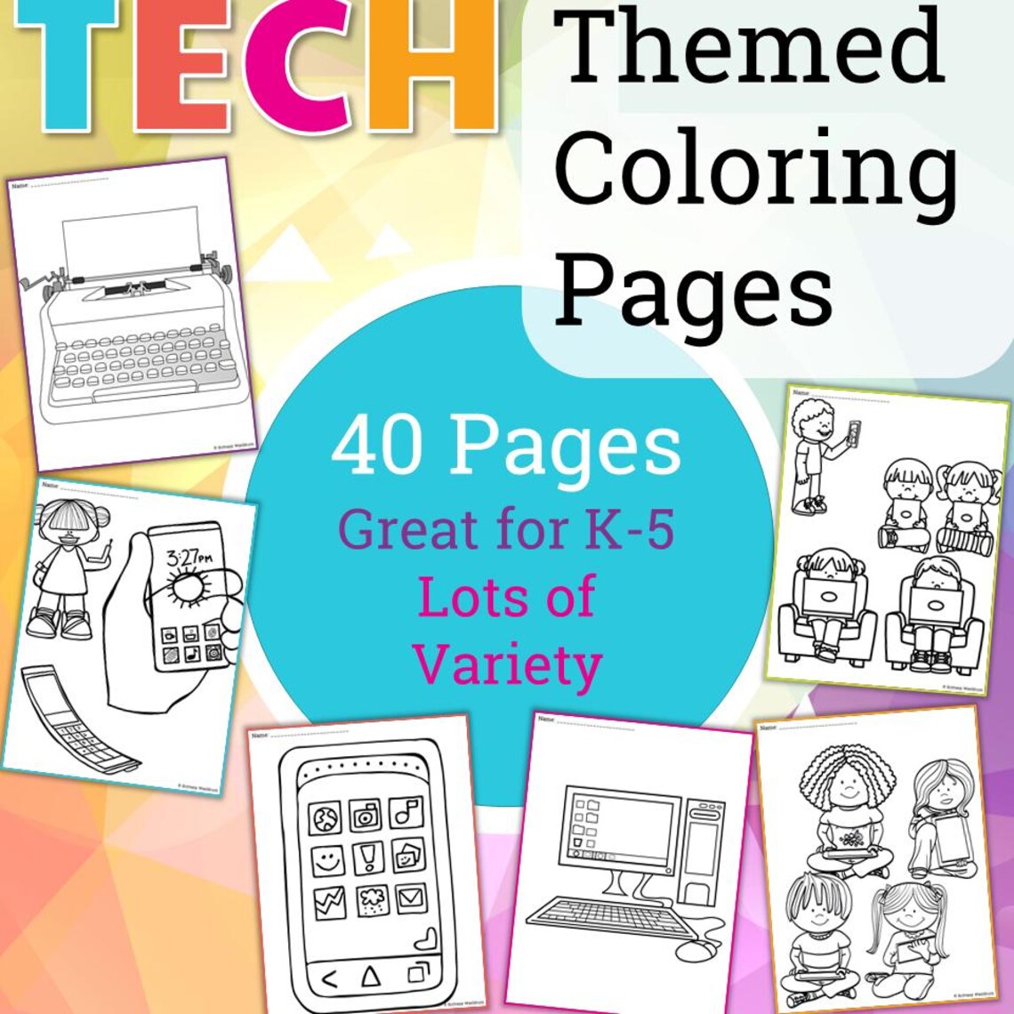 Coloring About Technology Technology Themed Coloring Pages (PDF Download) - Etsy Canada