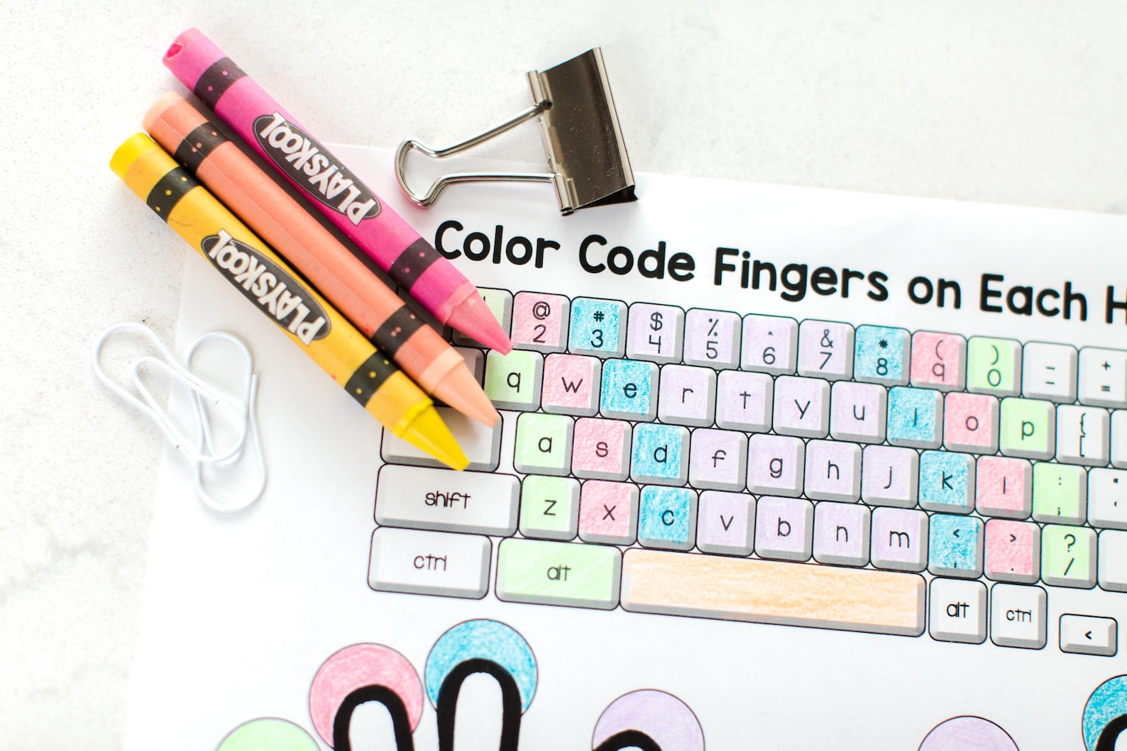 Typing Practice Keyboard Mats: Color-coded Worksheets (PDF Download) - Etsy