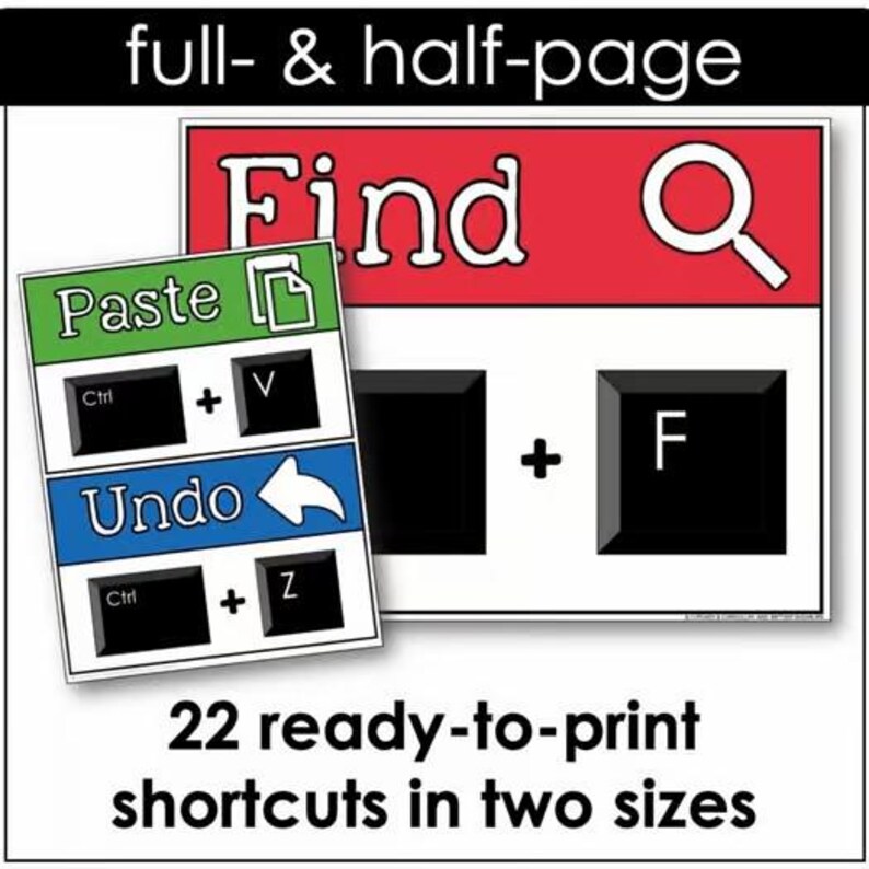 Keyboard Shortcut Posters for PC & Chromebook | Tech Classroom Decor ...