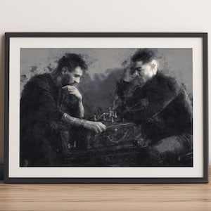 Cristiano ronaldo and Messi Poster - Iconic chess game