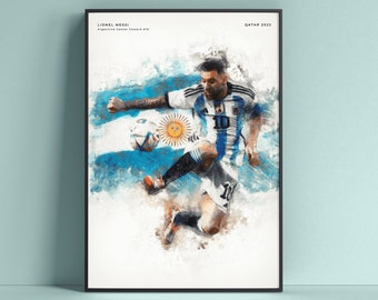 Lionel Messi Qatar Worldcup 2022 poster, Argentina Messi print