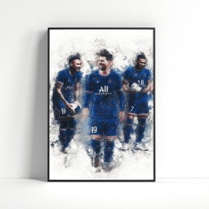 Messi, Neymar, Mbappe poster - PSG - Football Goats - Watercolour - Gift - fantart