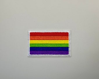 LGBT Regenbogenfahne oder mit Stange Applikation Bügelbild Aufnäher