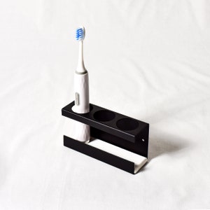 Elektrische Zahnbürste Halter Zahnbürstenhalter aus Metall Selbstklebende Wandmontage ohne Bohren Kosmetik organizer (Schwarz/Grau 3-Fach)