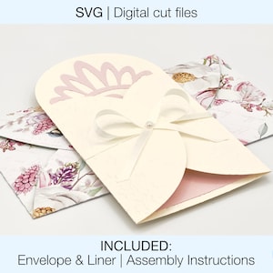 Gate Fold Card SVG | Digital Cut Files | Cricut Silhouette | Envelope and Liner Included | Instant Download | Birthday card | Wedding card