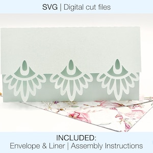 Money Holder Card Digital SVG Cut Files DIY | Cricut Silhouette | Envelope and Liner Included | Instant Download | Gift Card Holder Wedding