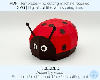 3D Ladybug Box SVG Cutting file. Printable PDF. Papercraft GiftBox. Treat Box. Favor Box. Party decor. Digital Cut Files. Cricut Template.