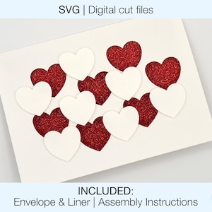 Valentine&#39;s Day Card Digital SVG Cut Files DIY | Cricut Silhouette | Envelope and Liner Included | Instant Download | Heart cutout card