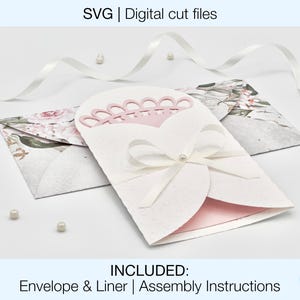 Gate Fold Card SVG | Digital Cut Files | Cricut Silhouette | Envelope and Liner Included | Instant Download | Birthday card | Wedding card