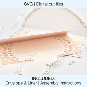 Birthday Card SVG | Wedding card SVG | Digital Cut Files | Cricut Silhouette | Envelope and Liner Included | Instant Download | Lace pattern
