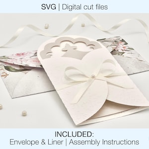 Gate Fold Card SVG | Digital Cut Files | Cricut Silhouette | Envelope and Liner Included | Instant Download | Birthday card | Wedding card