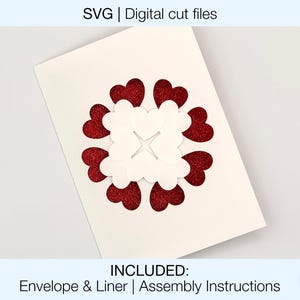 Valentine&#39;s Day Card Digital SVG Cut Files DIY | Cricut Silhouette | Envelope and Liner Included | Instant Download | Romantic Heart card