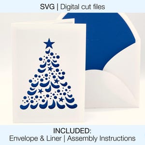 Weihnachtsbaum Kartendesign digitale SVG-Schnittdateien DIY | Cricut Silhouette | Umschlag und Liner enthalten | Sofortdownload | Winterurlaub