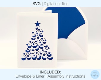 Christmas Tree Card Design Digital SVG Cut Files DIY | Cricut Silhouette | Envelope and Liner Included | Instant Download | Winter holiday