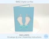 Baby Shower Card SVG | Digital Cut Files | Cricut Silhouette | Envelope and Liner Included | Instant Download | Baby Shower invite, toes