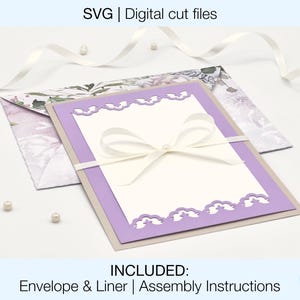 Birthday Card SVG | Wedding card SVG | Digital Cut Files | Cricut Silhouette | Envelope and Liner Included | Instant Download | Lace pattern