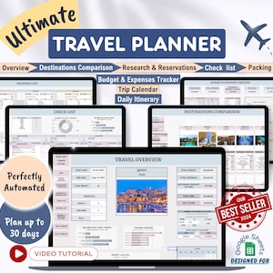 Travel Planner Google Sheets Travel Itinerary Template Vacation Planner Travel Budget Planner Travel Checklist Trip Planner Packing List