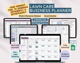 Lawn Care Business Tracker, Automated Weekly / Monthly Scheduling Template, Google Sheets Maps Integrated