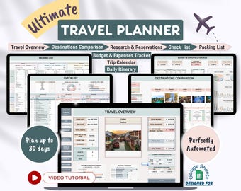 Travel Planner Template Trip Itinerary Vacation Planner Google Sheets Packing List Travel Budget Planner Holiday Planner Travel Checklist
