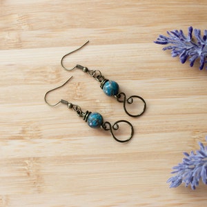 Earth | Jasper Earrings | Blue Jasper Earrings | Jasper Smooth earrings | Bronze Jasper Earrings | Handmade earrings | Gift for her