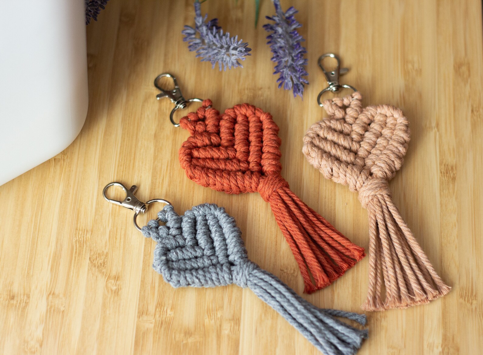 Macrame Heart Keychain Macrame Keychain Heart Macrame Etsy