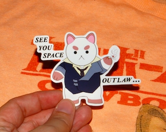 Puppycat as Spike Spiegel glossy vinyl sticker