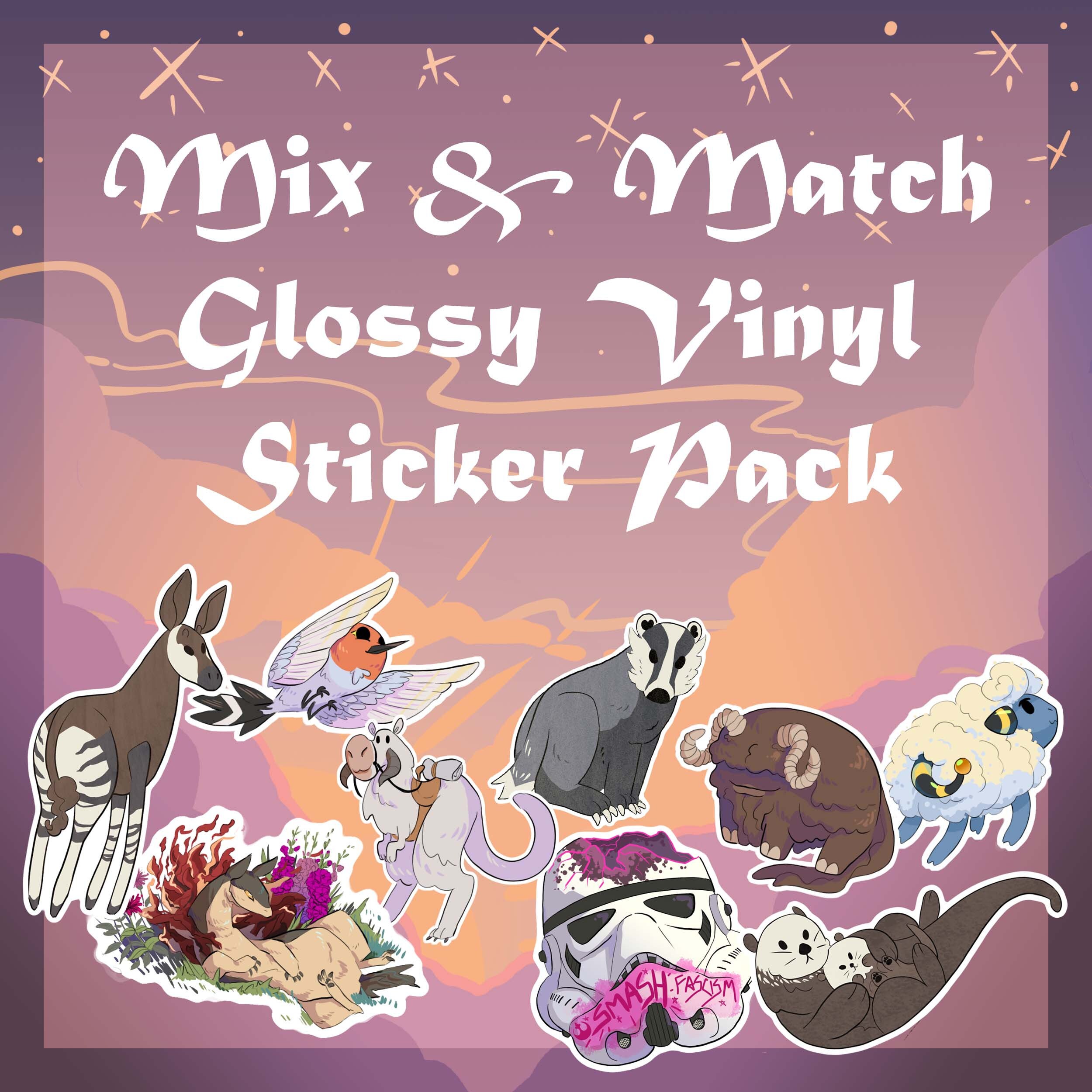 Sticker Mix Bunch Mix & Match Glossy Vinyl Sticker Pack - Etsy