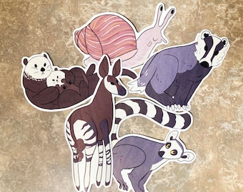 Cute animal glossy vinyl stickers