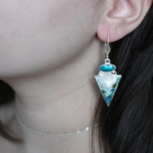 Handmade Cloisonne Enamel Earrings. Sterling / Fine Silver. Dangle / Drop Earrings image 5