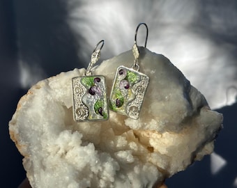 Sterling Silver Cloisonne Enamel Drop Earrings