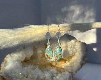 Silver Cloisonne enamel Drops Earrings, Handmade Georgiaan Hot Cloisonné Enamel Jewel