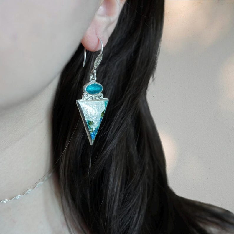 Handmade Cloisonne Enamel Earrings. Sterling / Fine Silver. Dangle / Drop Earrings