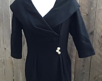 Vintage 1950s Black Wiggle Dress