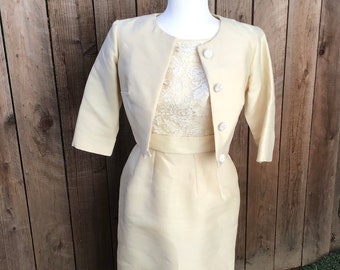 Vintage 1960s Ivory Dress & Jacket