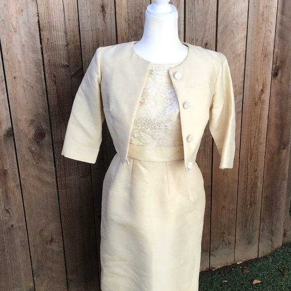 Vintage 1960s Ivory Dress & Jacket