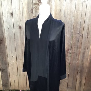 Black satin duster coat top