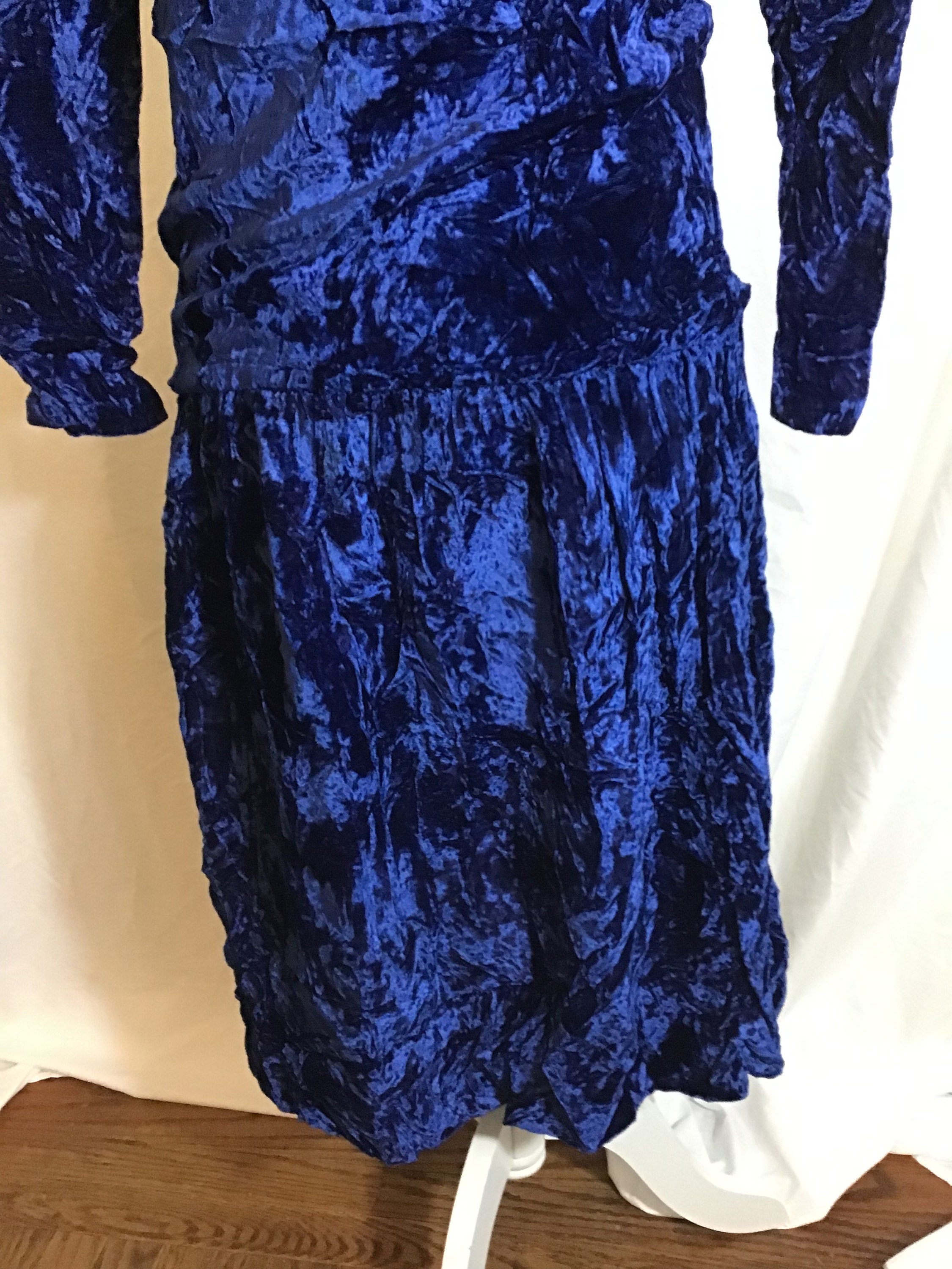 Retro/vintage Crushed Blue Velvet Dress - Etsy