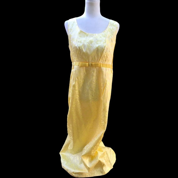 Vintage 1960s Satin Brocade Empire Dress and Jack… - image 1