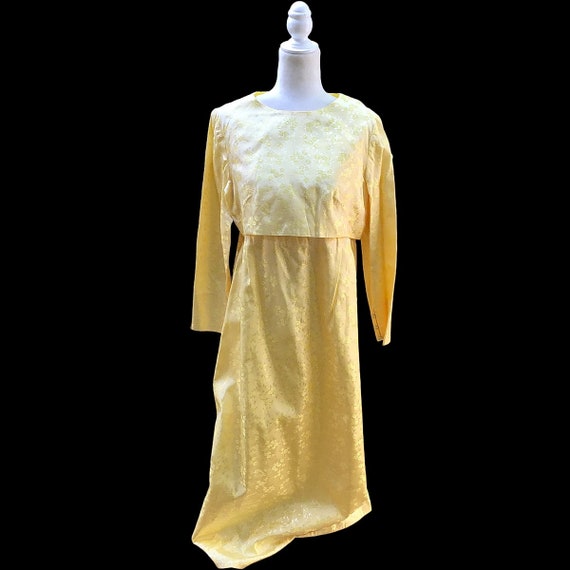 Vintage 1960s Satin Brocade Empire Dress and Jack… - image 2