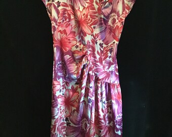 Retro/Vintage Silky Floral Dress