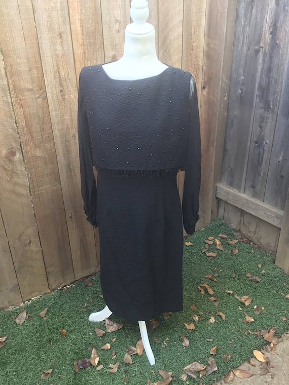 Vintage 1960s Black Beaded Dress